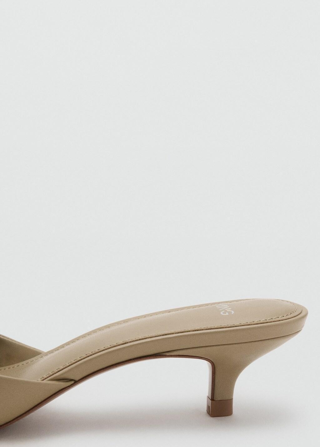 Beige Heeled Leather Shoes With Bow, Light Beige, large image number 1