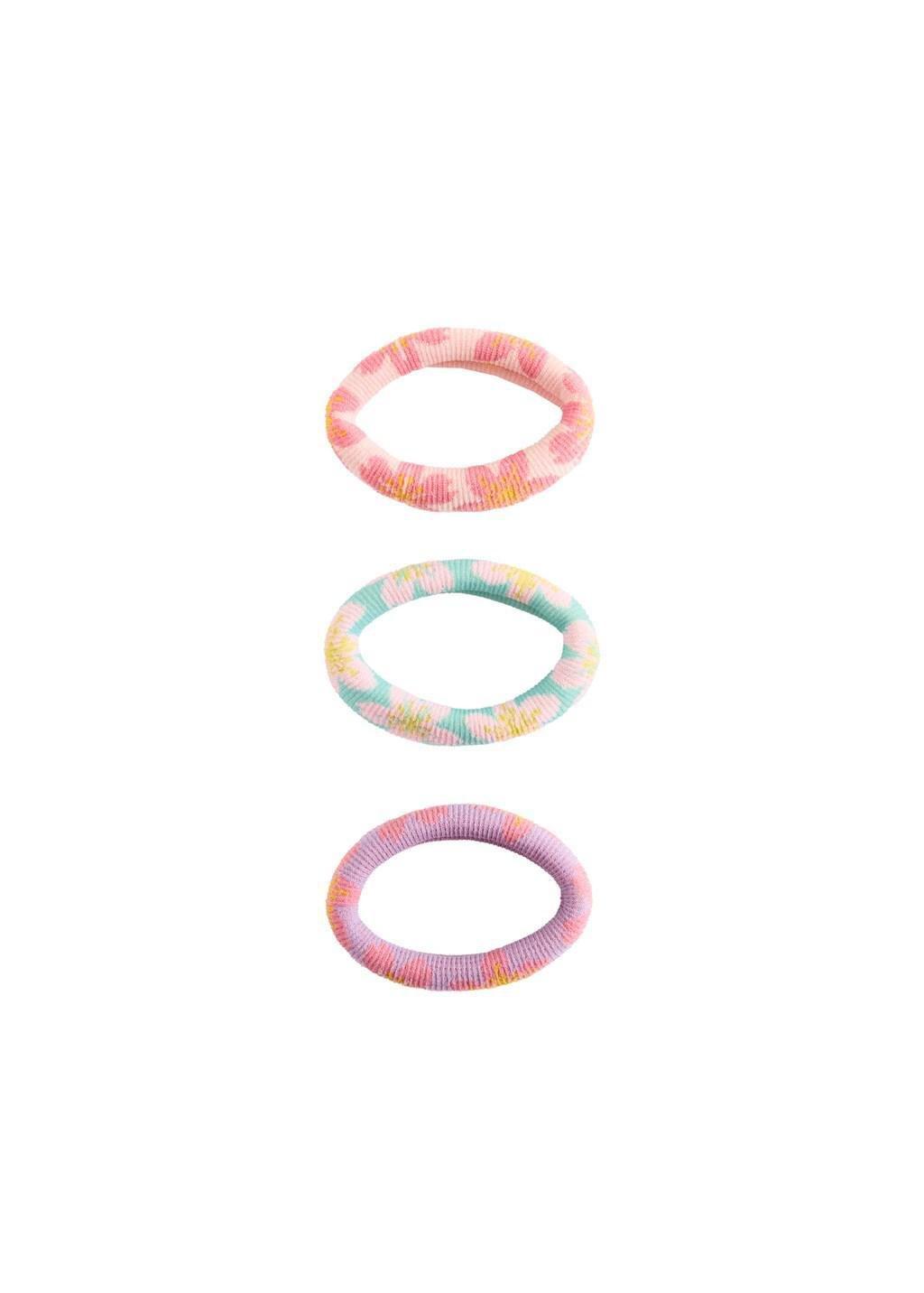Purple Flower Hair Elastics, Set Of 3, Kids Girls, Light-Pastel Purple, large image number 1