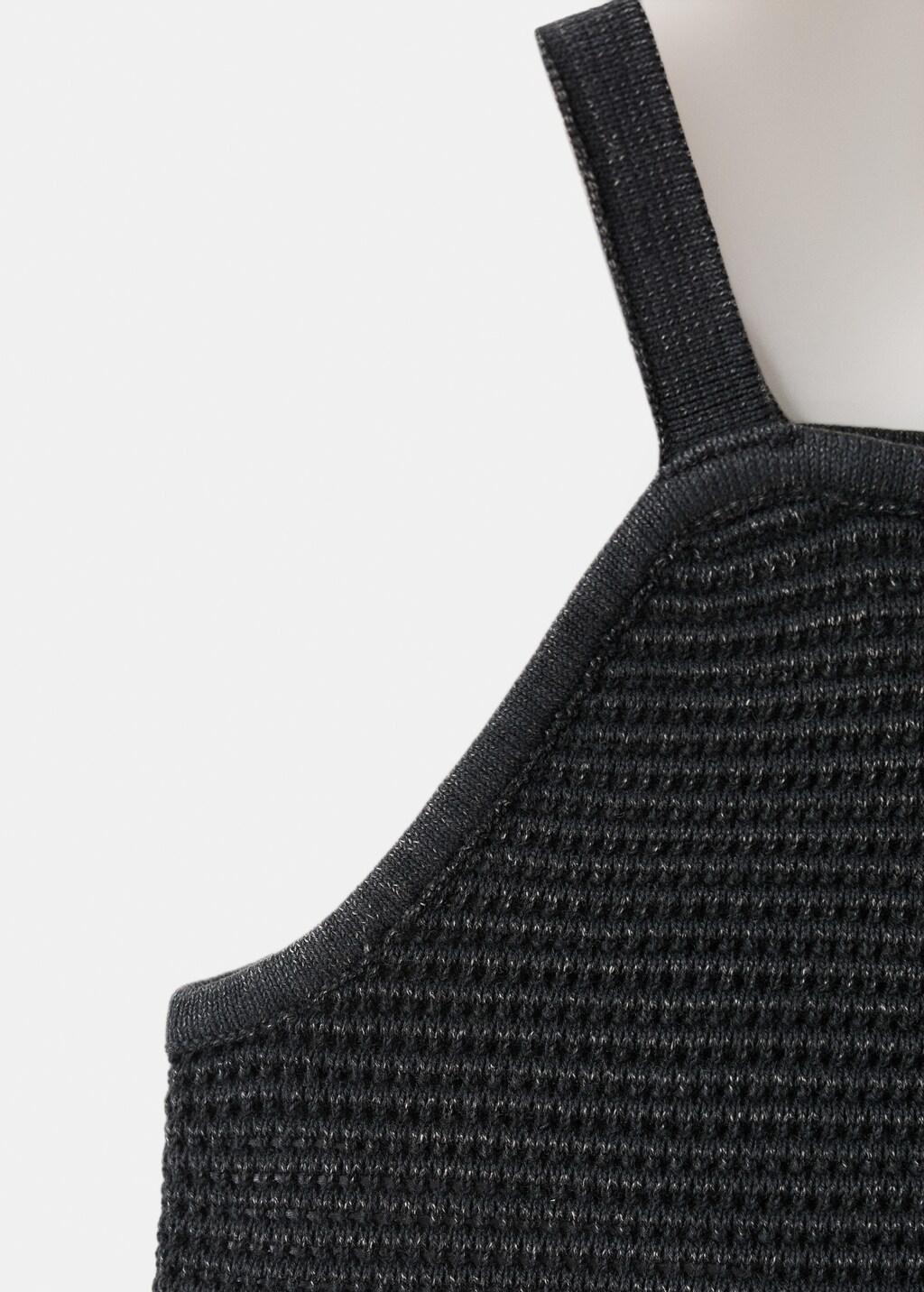 Grey Knitted Cropped Top, Kids Girls, Charcoal, large image number 0
