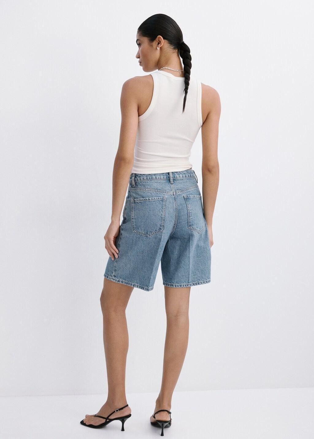 OPEN BLUE High-waist straight-fit denim shorts, Open Blue, large image number 2