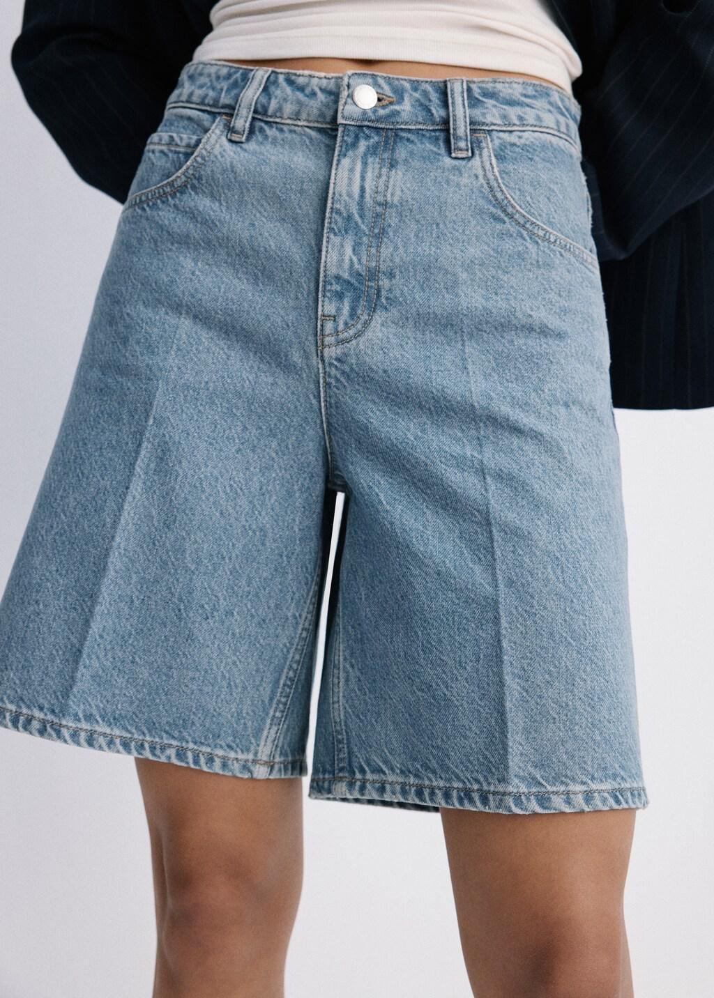 OPEN BLUE High-waist straight-fit denim shorts, Open Blue, large image number 3