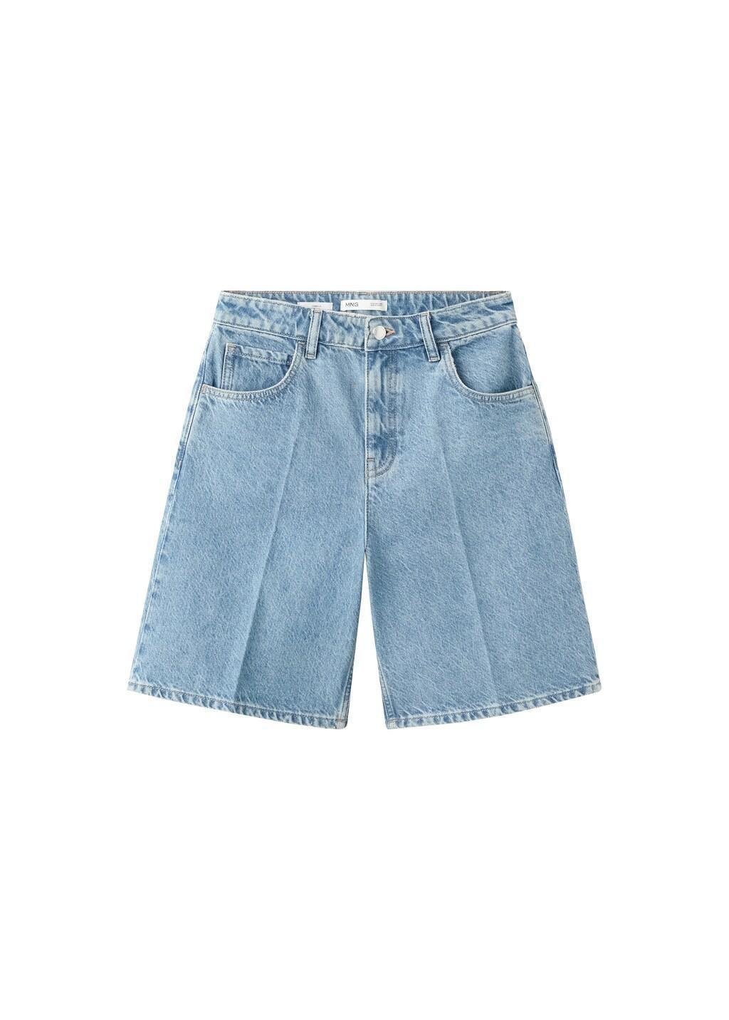 OPEN BLUE High-waist straight-fit denim shorts, Open Blue, large image number 7