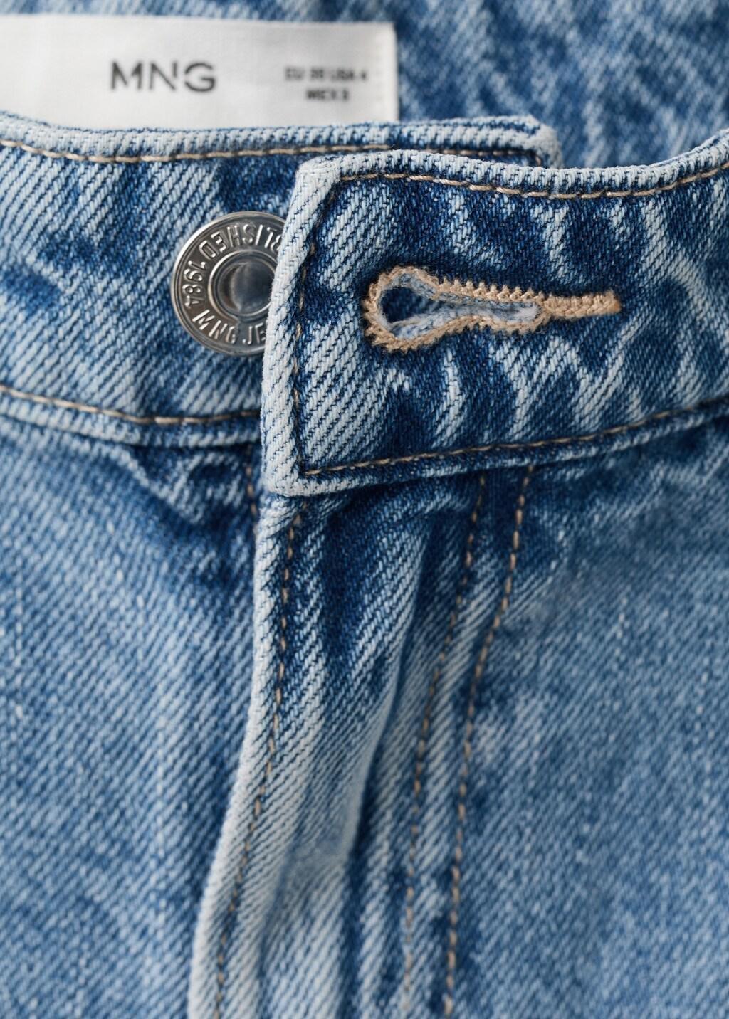 Blue Straight-Fit Denim Shorts, Open Blue, medium