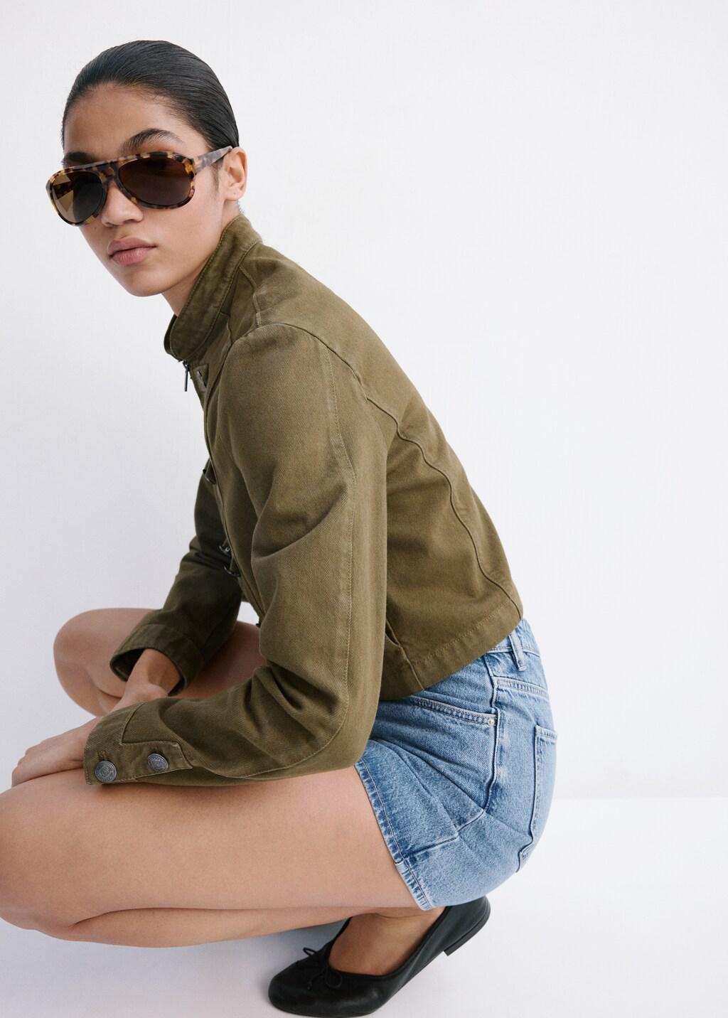Blue Straight-Fit Denim Shorts, Open Blue, large image number 7