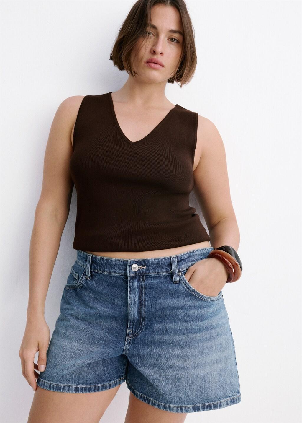 Blue Straight-Fit Denim Shorts, Open Blue, large image number 9