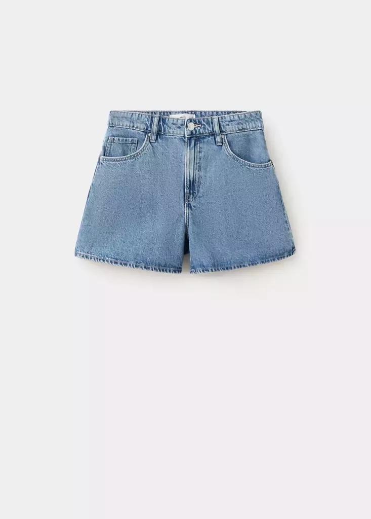 Blue Straight-Fit Denim Shorts, Open Blue, large image number 12