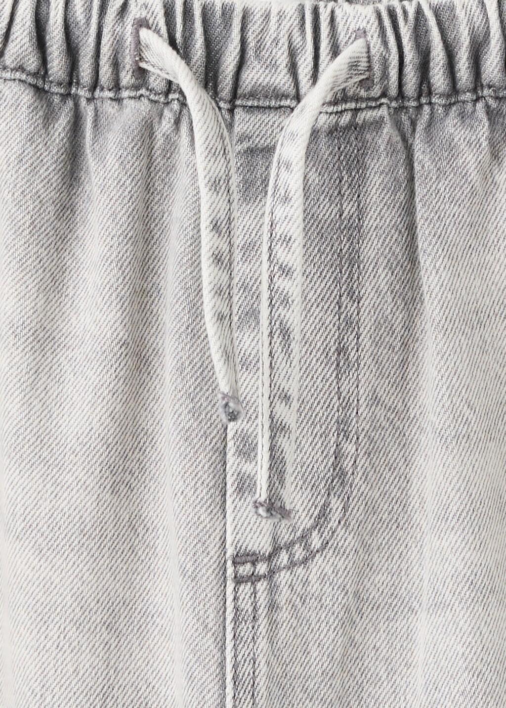 Grey Straight-Leg Jeans With Elasticated Waistband, Kids Girls, Open Grey, large image number 1