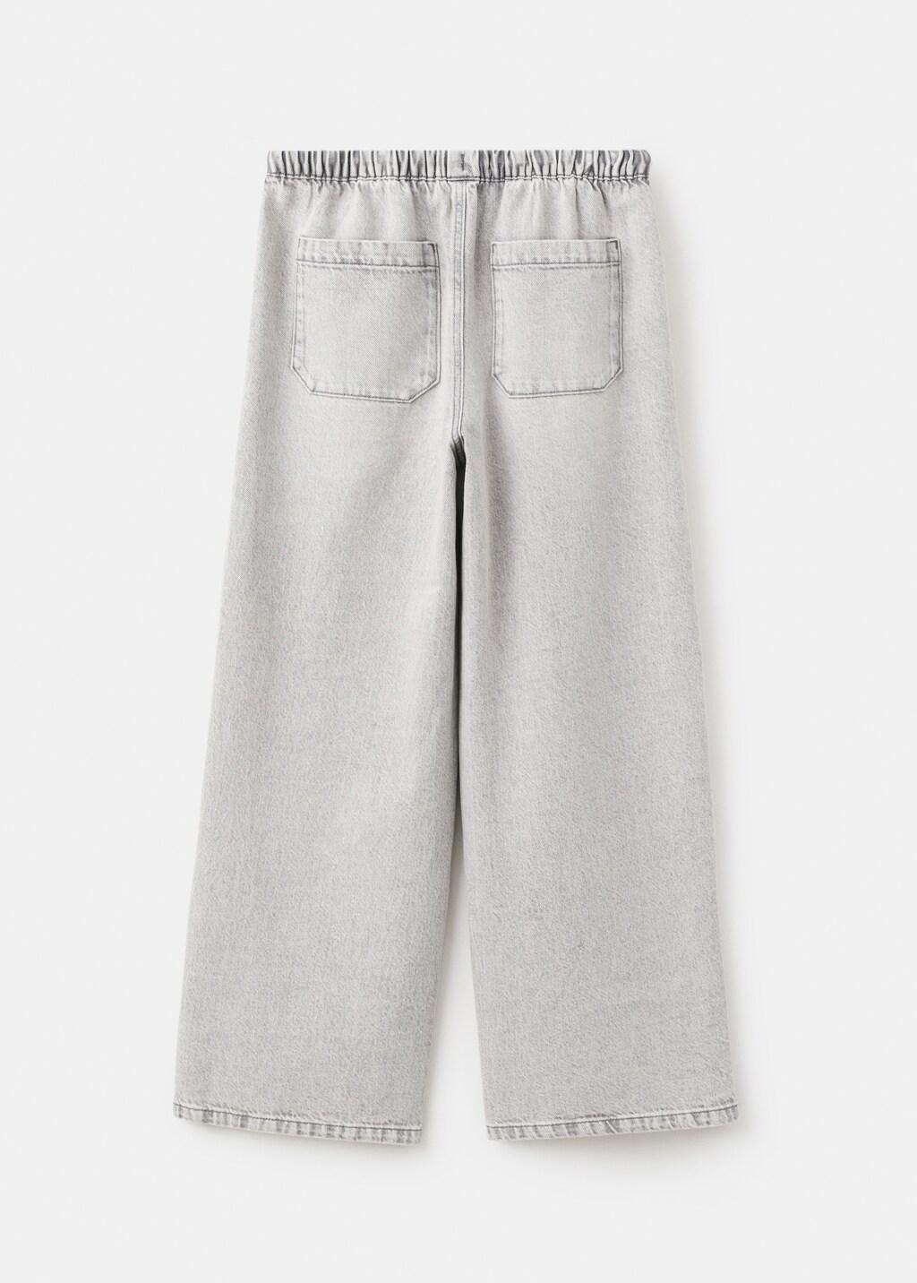 Grey Straight-Leg Jeans With Elasticated Waistband, Kids Girls, Open Grey, large image number 2