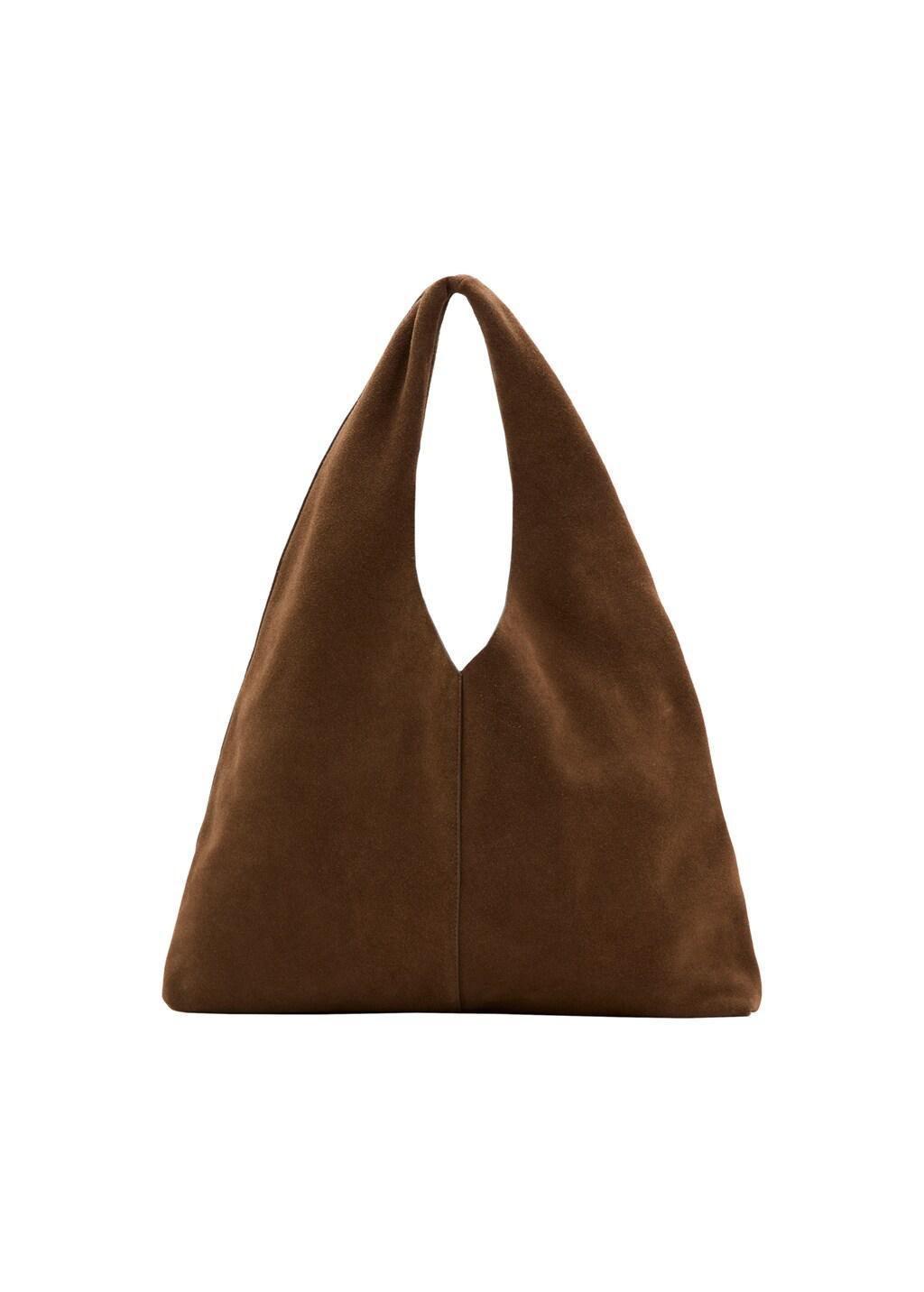 Brown Suede Shopper Bag, Medium Brown, large image number 2