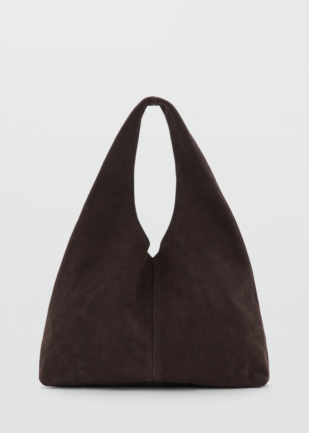 Brown Suede Shopper Bag, Dark Brown, large image number 3
