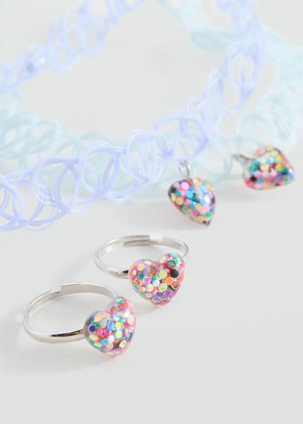 Green Necklaces And Glitter Ring, Set Of 2, Kids Girls, Turquoise - Aqua, large image number 0