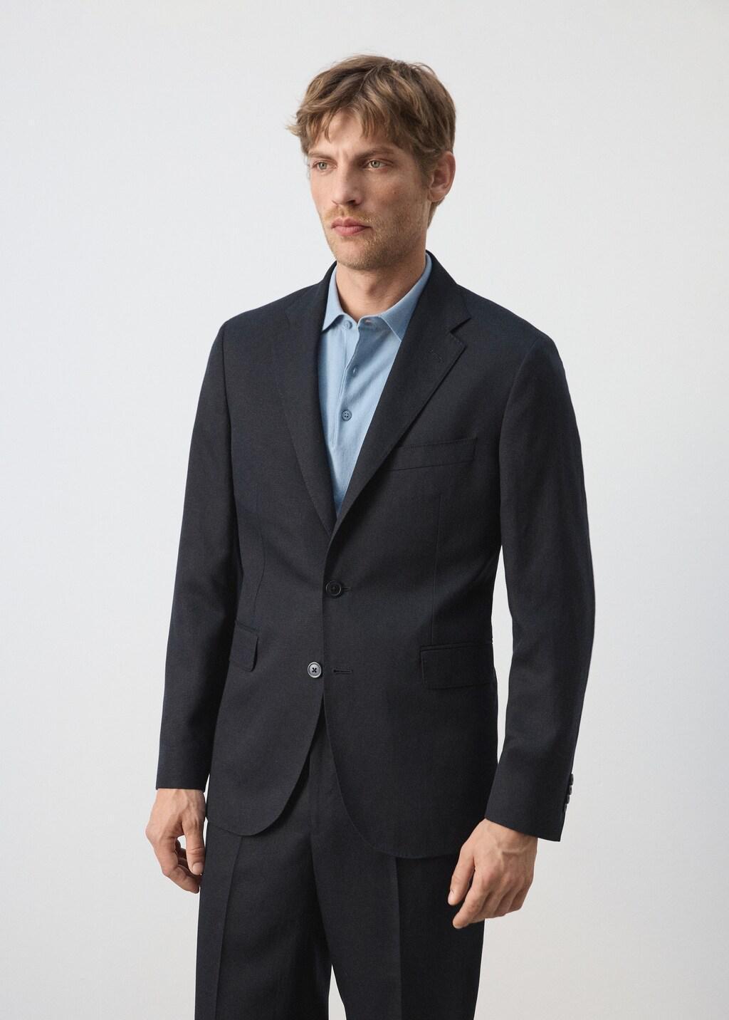 Navy Amalfi Slim Fit Suit Jacket, Navy, large image number 3