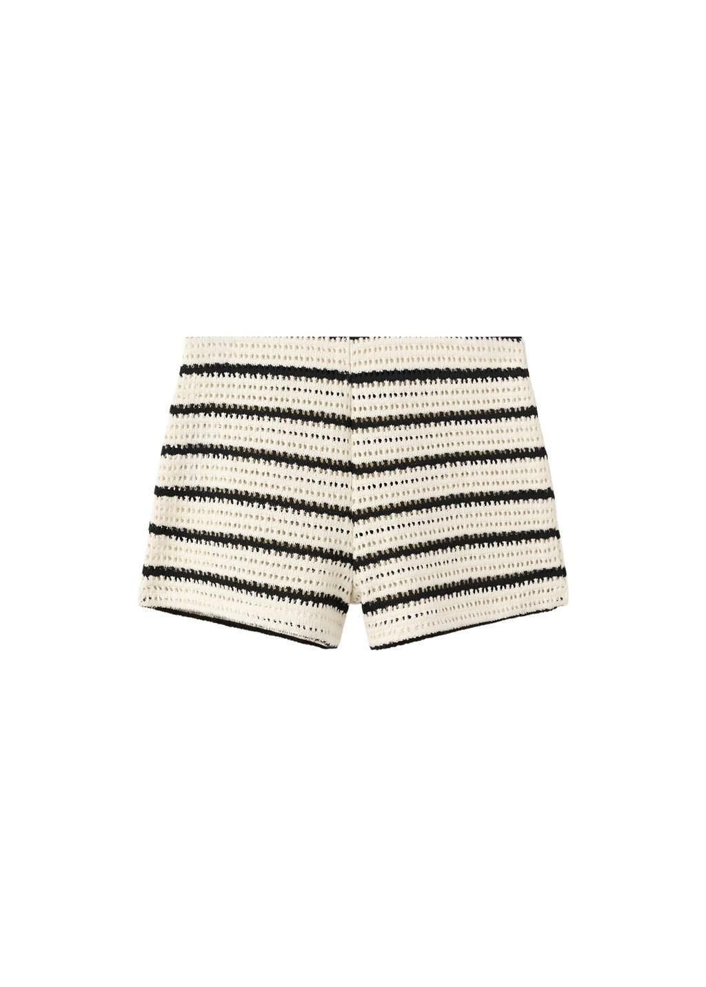 NATURAL WHITE Striped crochet shorts, Natural White, large image number 6