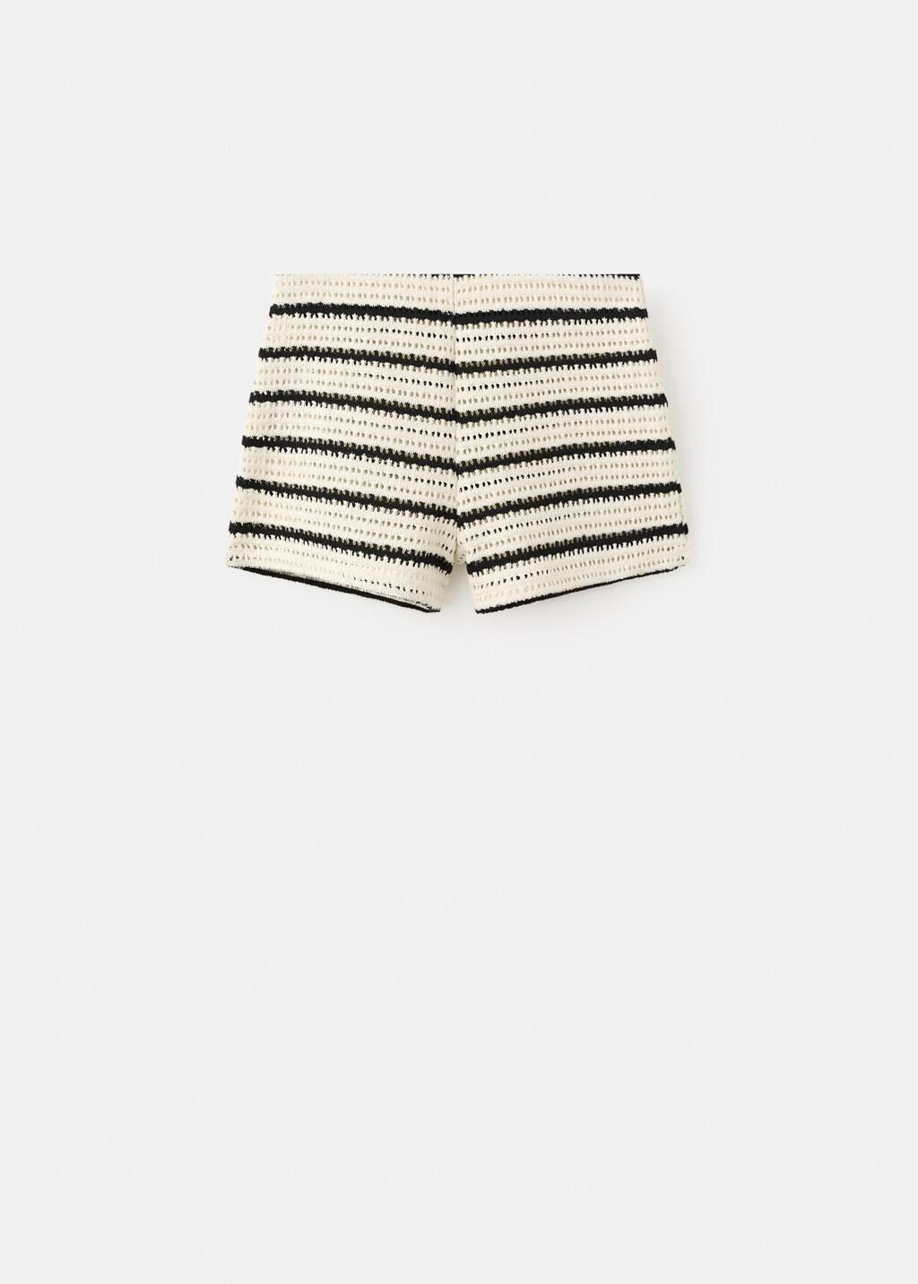 NATURAL WHITE Striped crochet shorts, Natural White, large image number 7