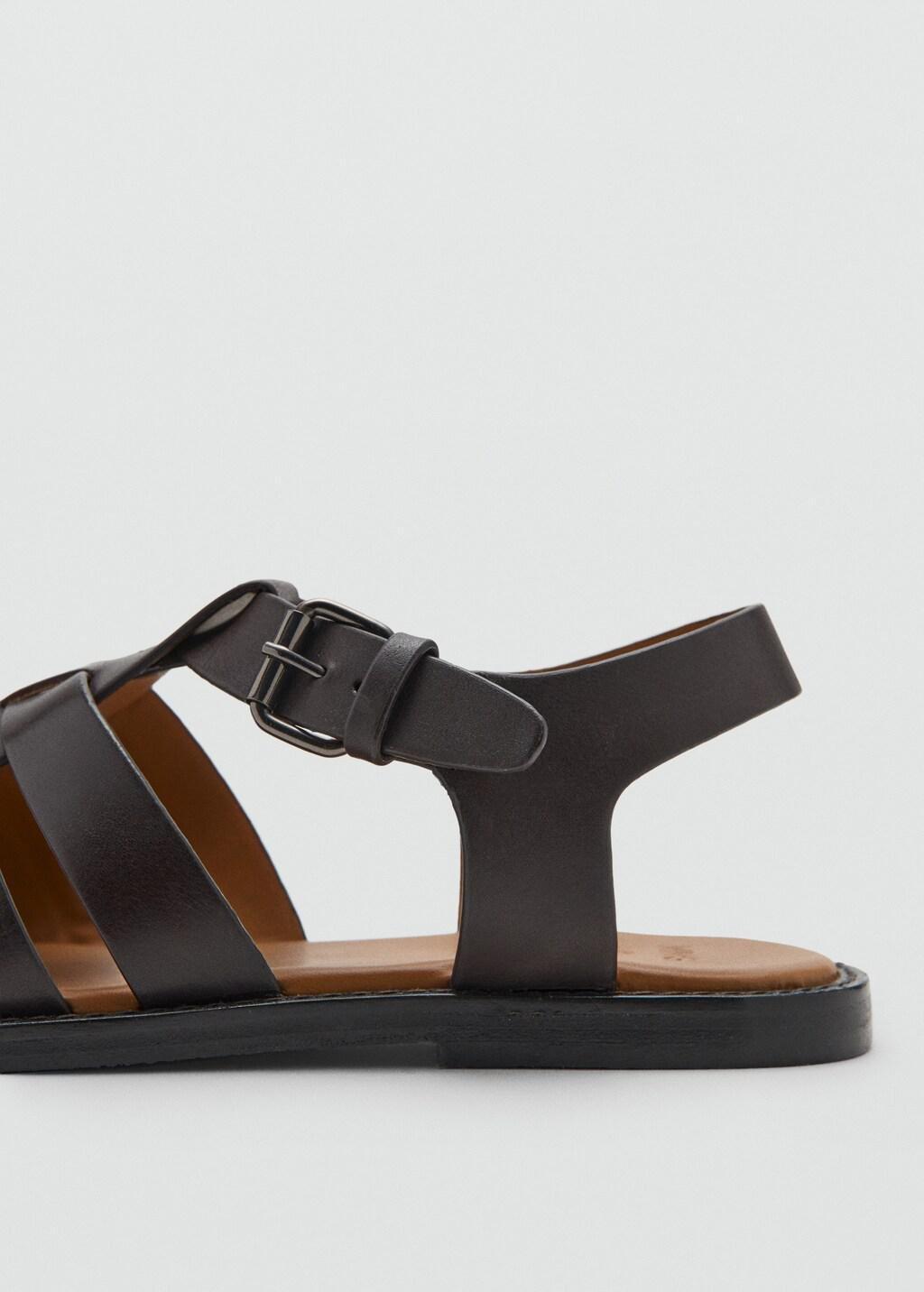 BROWN 100% leather jelly sandals, Brown, large image number 1