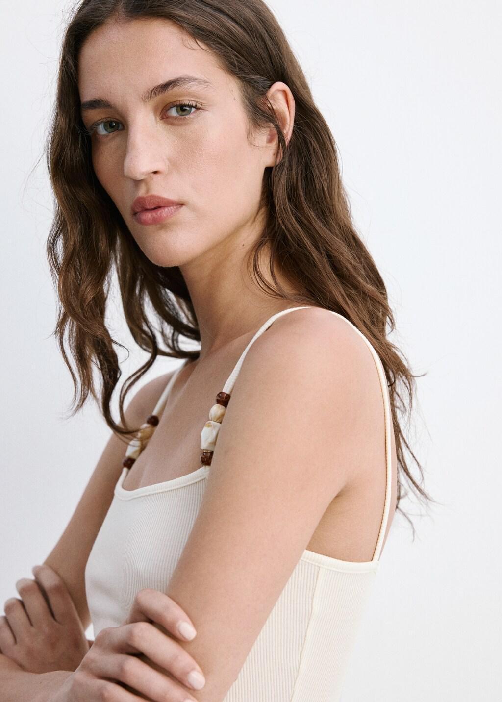 LIGHT BEIGE Thin strap embellished top, Light Beige, large image number 4