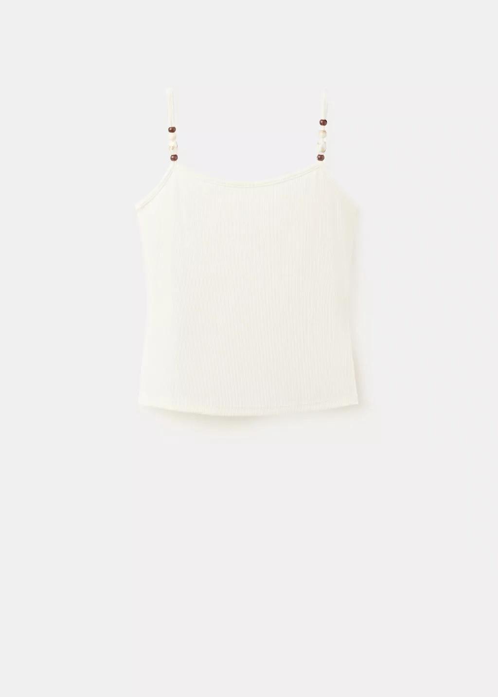 LIGHT BEIGE Thin strap embellished top, Light Beige, large image number 7