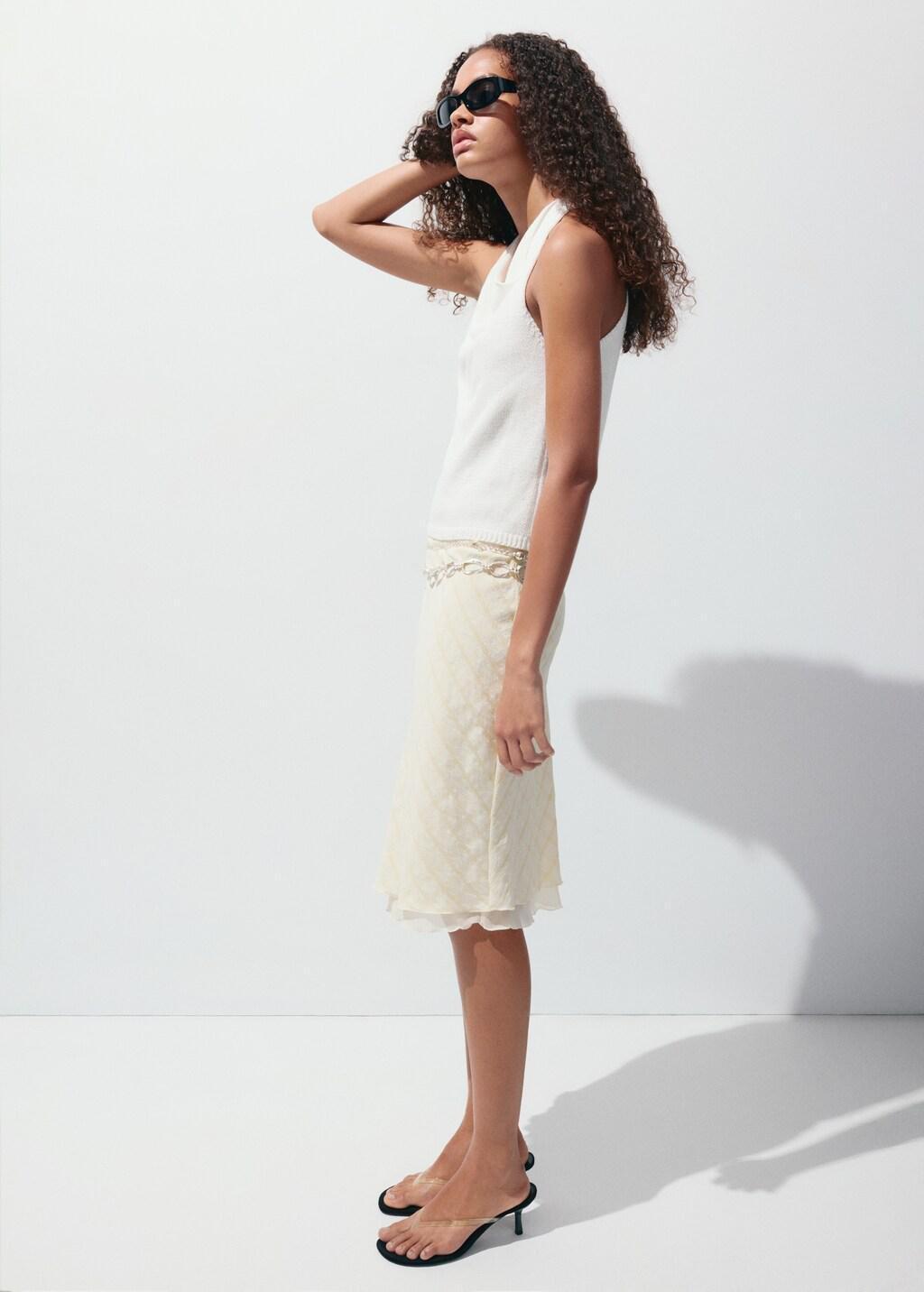NATURAL WHITE Knitted top with draped neck, Natural White, large image number 0