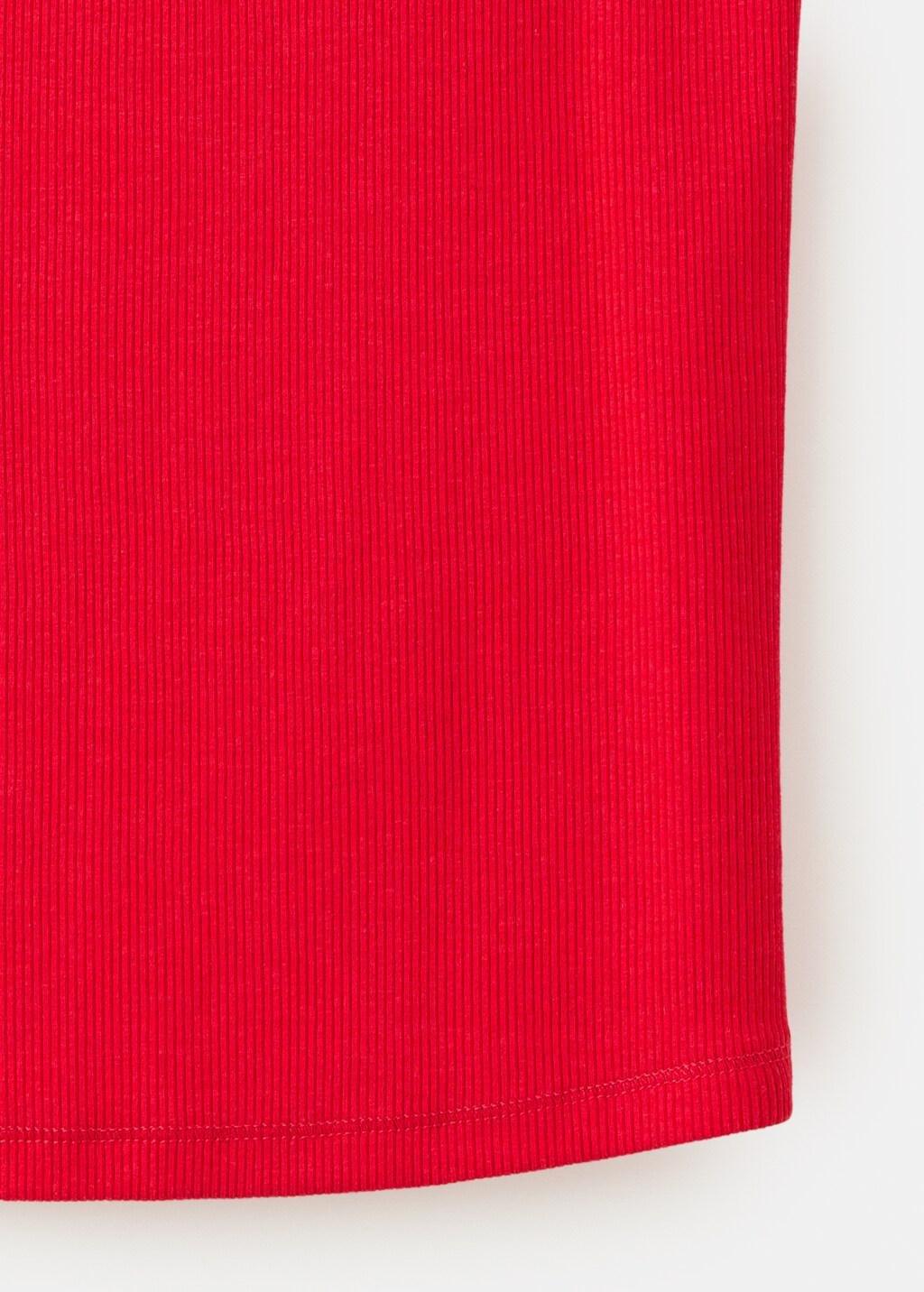 Red Ribbed Cotton-Blend Top, Red, large image number 5
