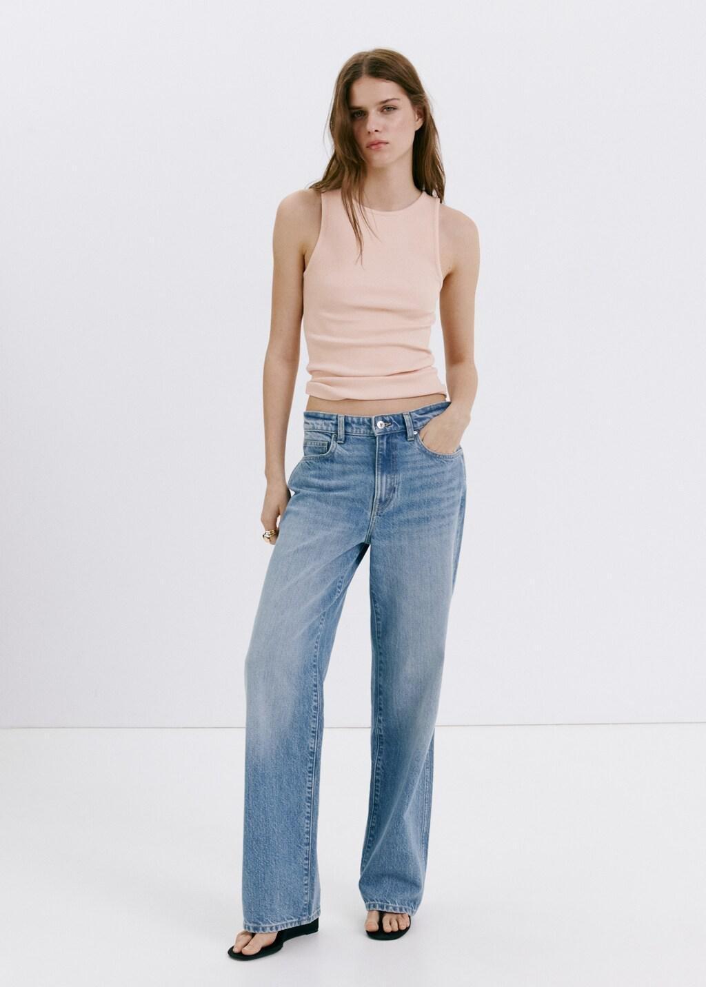 Pink Lt Pastel Ribbed Cotton-Blend Top, Light-Pastel Pink, large image number 0