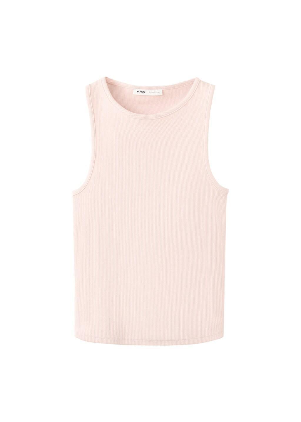 Pink Lt Pastel Ribbed Cotton-Blend Top, Light-Pastel Pink, large image number 6