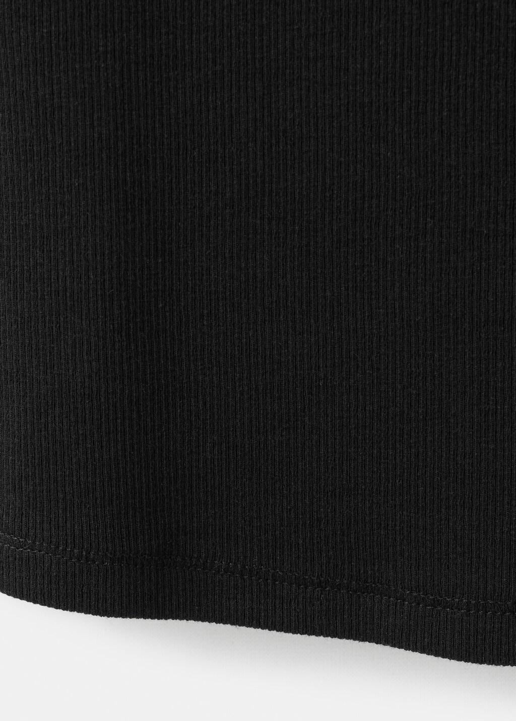 Black Ribbed Cotton-Blend Top, Black, large image number 9