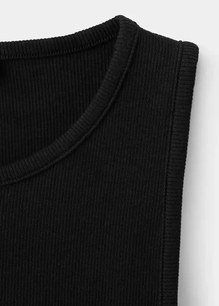 Black Ribbed Cotton-Blend Top, Black, large image number 14