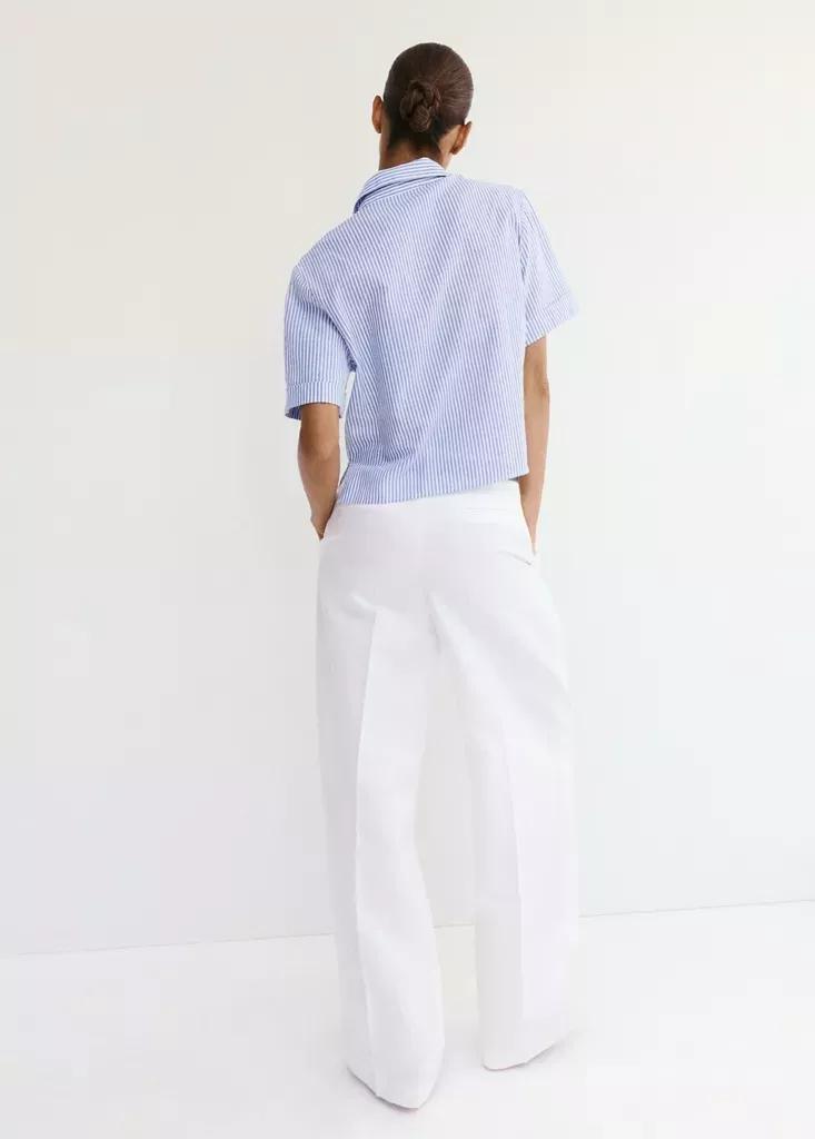 Blue Striped Cotton Linen Shirt, Light-Pastel Blue, large image number 1