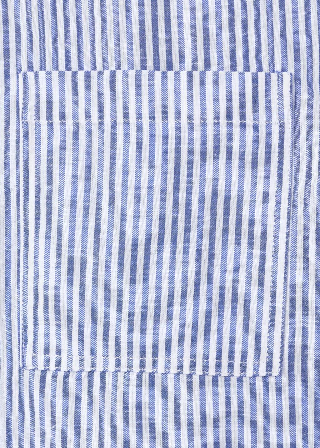 Blue Striped Cotton Linen Shirt, Light-Pastel Blue, large image number 4