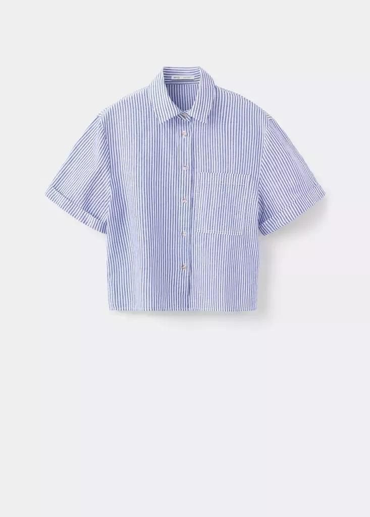 Blue Striped Cotton Linen Shirt, Light-Pastel Blue, large image number 7