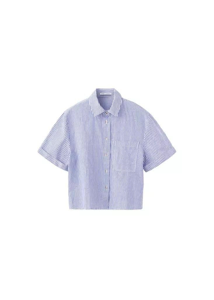 Blue Striped Cotton Linen Shirt, Light-Pastel Blue, large image number 10