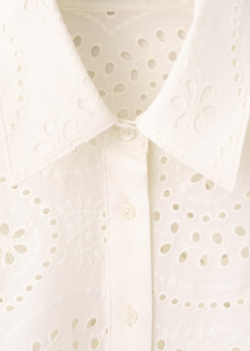 Beige Cotton Shirt With Broderie Anglaise Embroidery, Light Beige, large image number 1