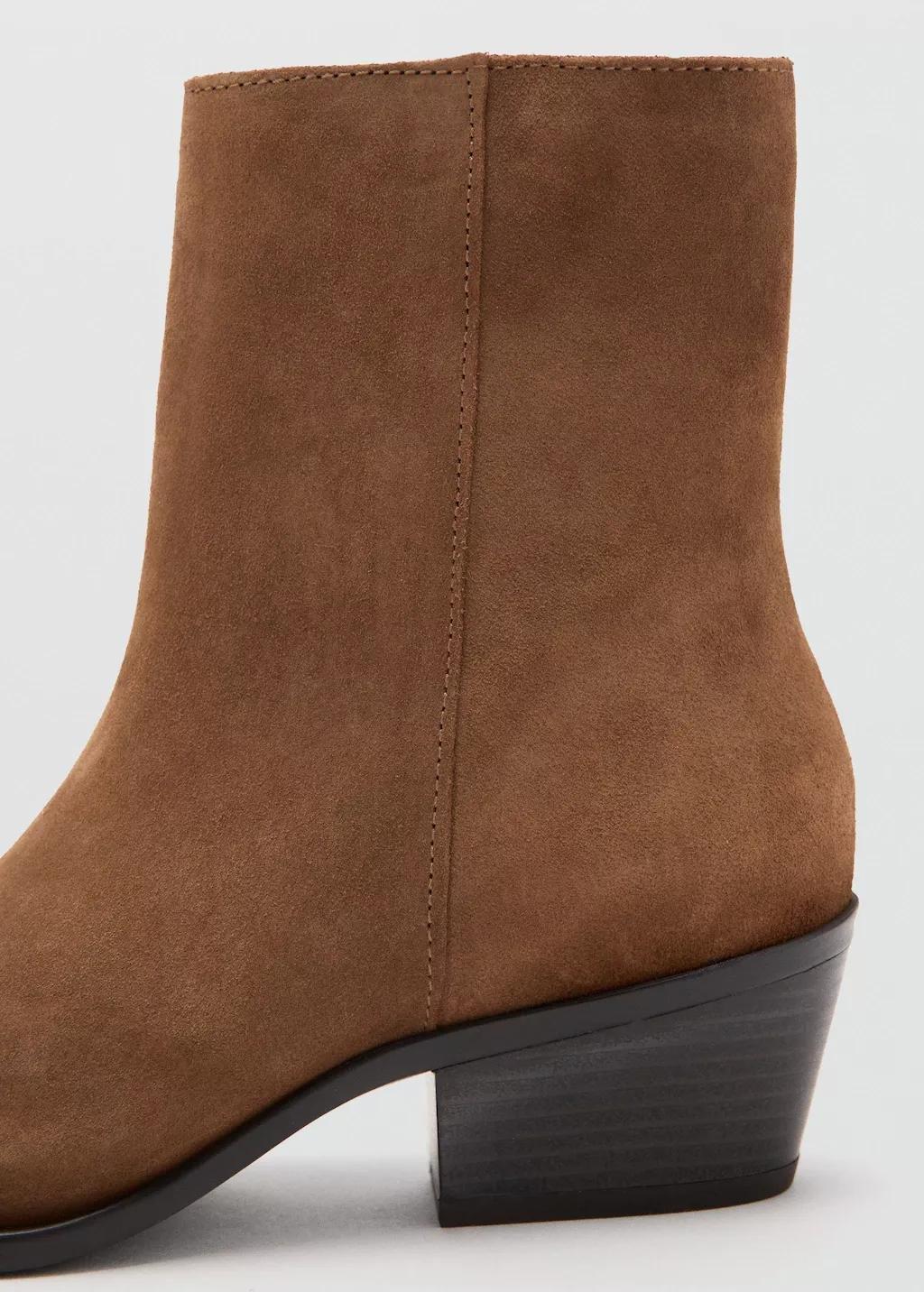 Brown Heel Suede Ankle Boot, Medium Brown, large image number 1
