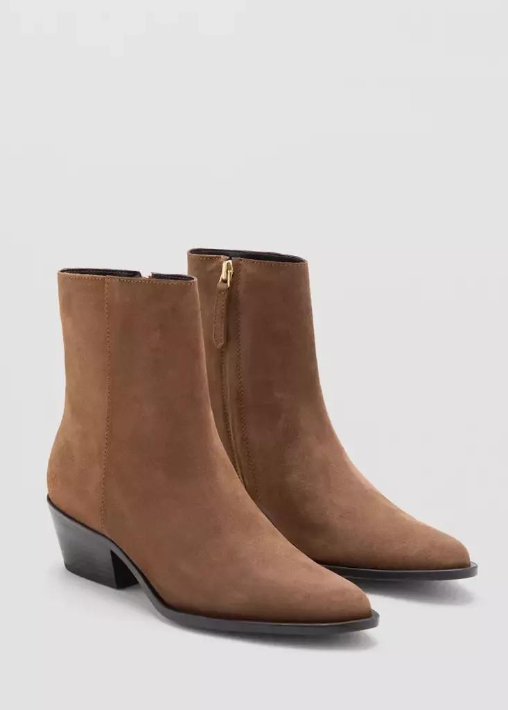 Brown Heel Suede Ankle Boot, Medium Brown, large image number 5