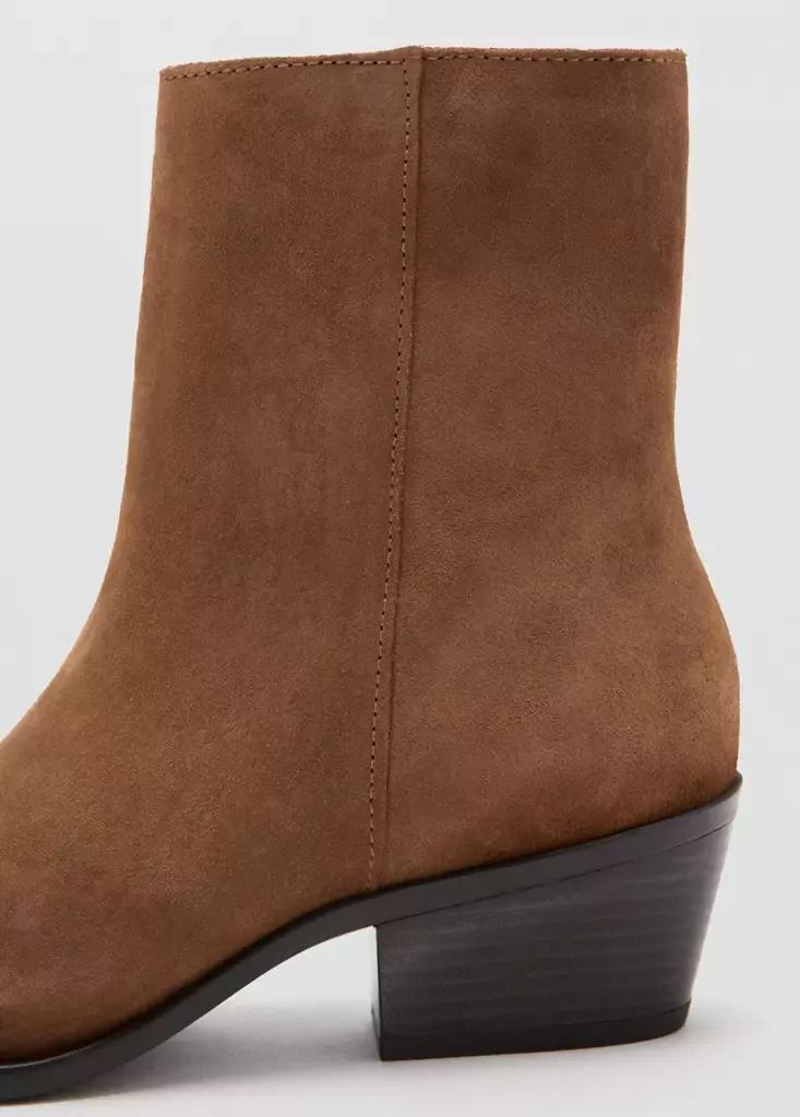 Brown Heel Suede Ankle Boot, Medium Brown, large image number 6