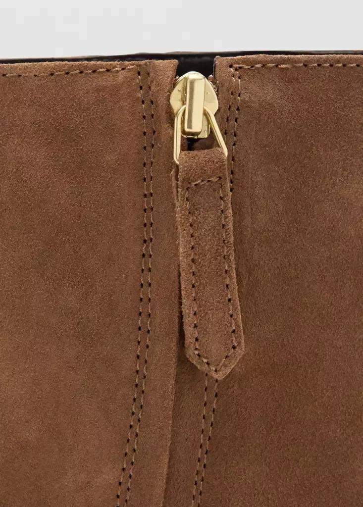 Brown Heel Suede Ankle Boot, Medium Brown, large image number 7