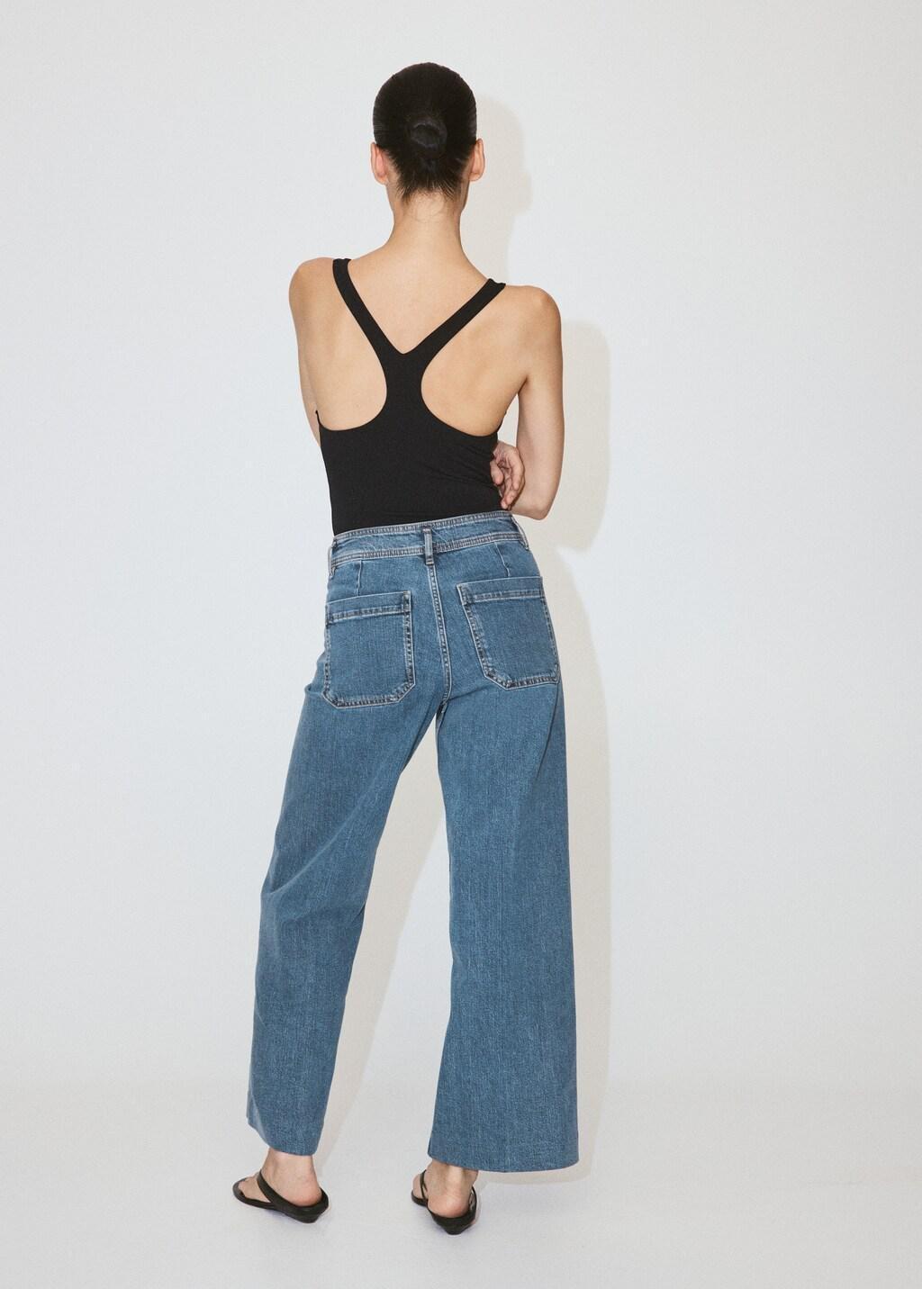 Blue High-Waisted Wide Leg Jeans, Open Blue, large image number 2
