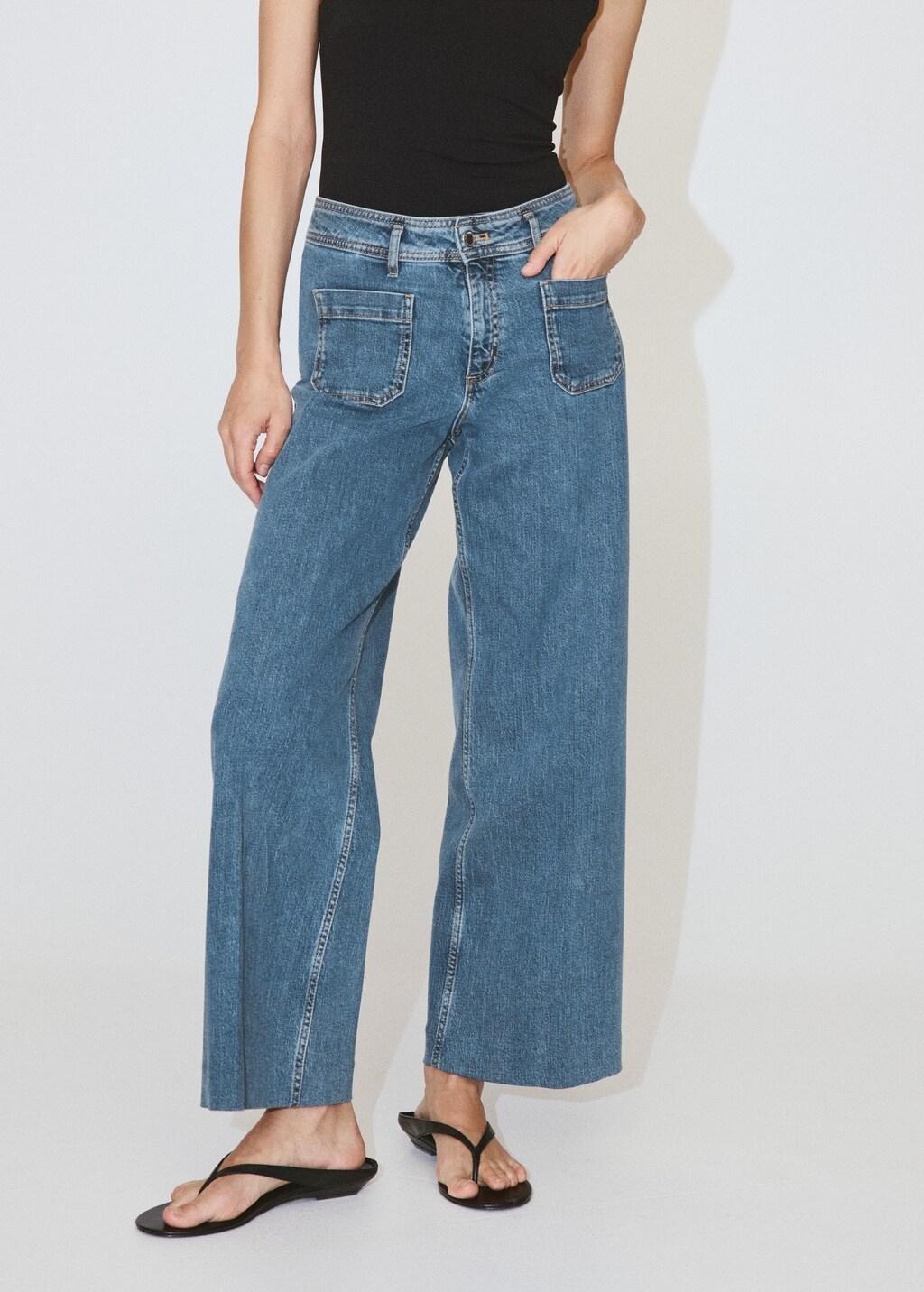 Blue High-Waisted Wide Leg Jeans, Open Blue, large image number 3