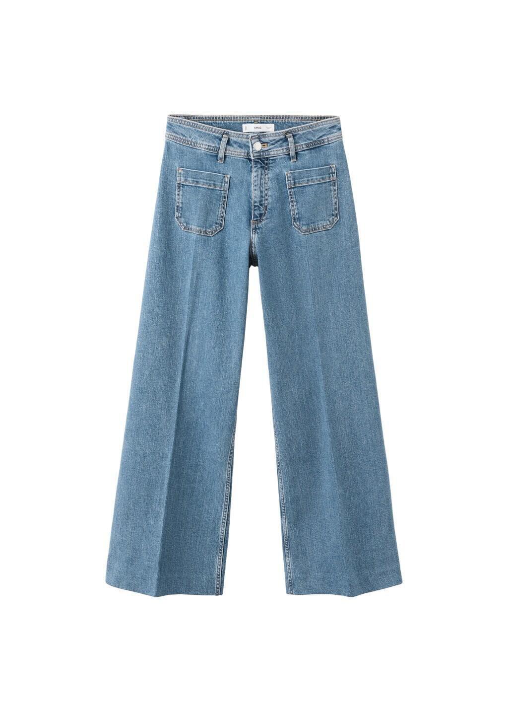Blue High-Waisted Wide Leg Jeans, Open Blue, large image number 7