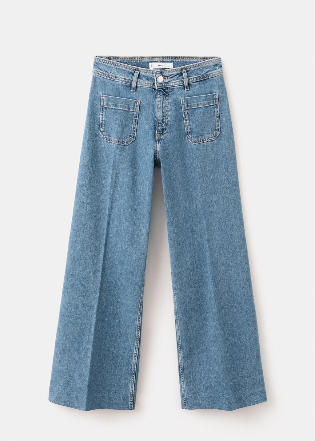 Blue High-Waisted Wide Leg Jeans, Open Blue, large image number 8