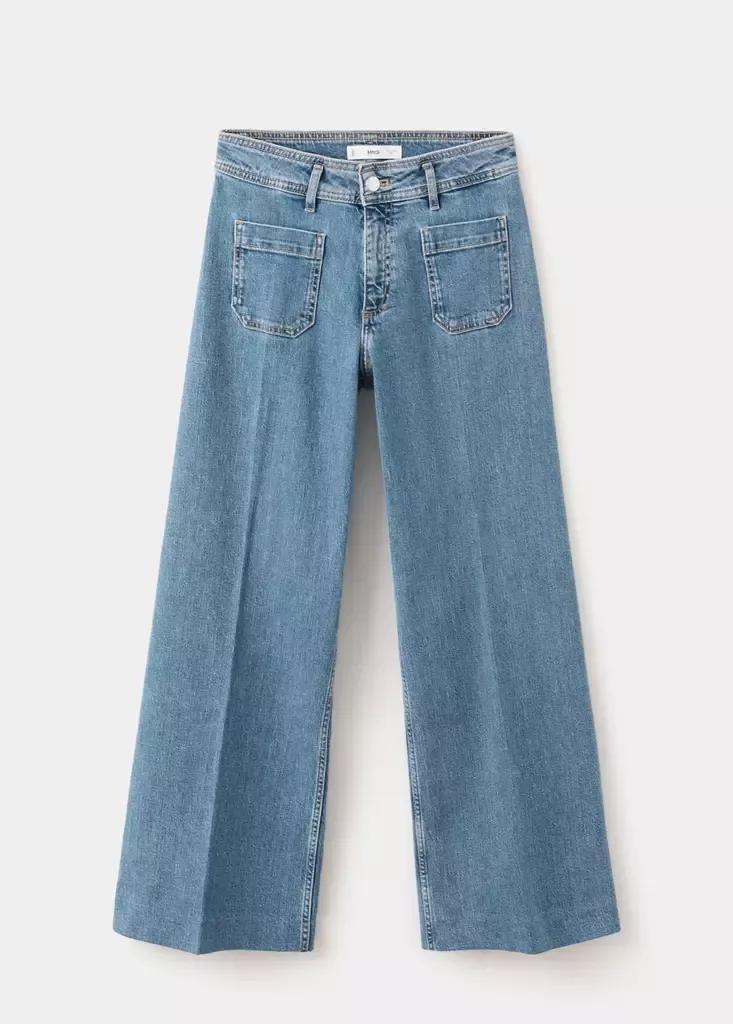 Blue High-Waisted Wide Leg Jeans, Open Blue, large image number 9