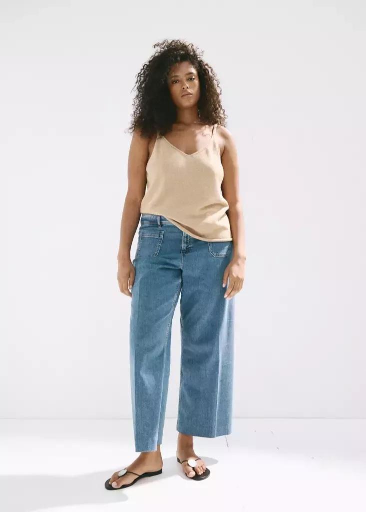 Blue High-Waisted Wide Leg Jeans, Open Blue, large image number 12