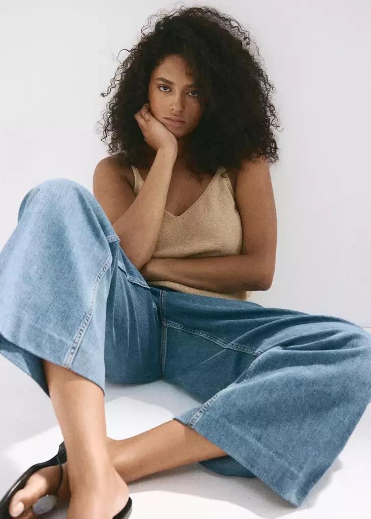 Blue High-Waisted Wide Leg Jeans, Open Blue, large image number 14