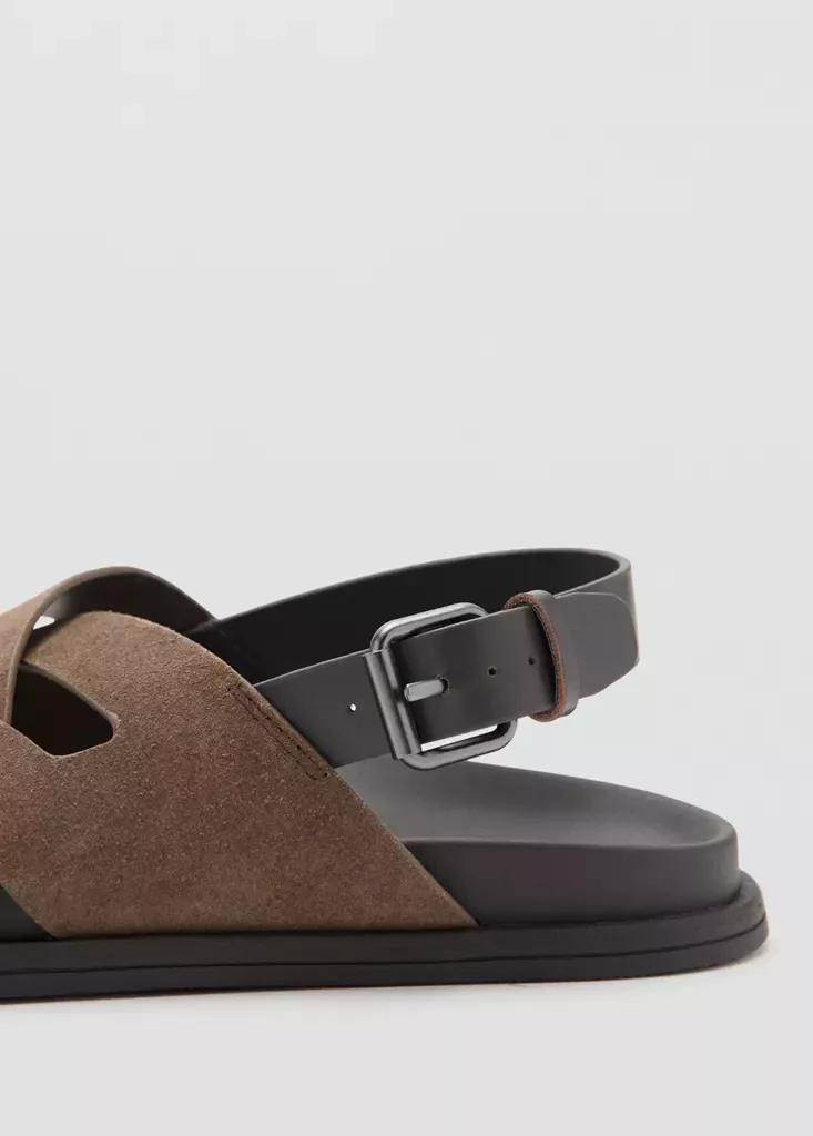 Brown Suede Leather Sandals With Crossed Straps, Medium Brown, large image number 6