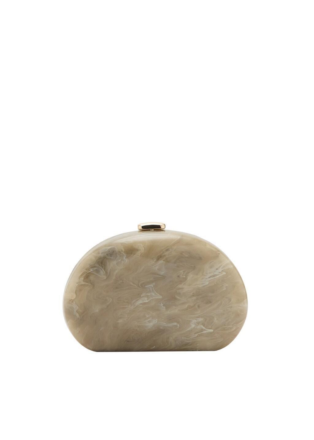 Grey Oval Clutch Bag, Light Pastel Grey, large image number 3