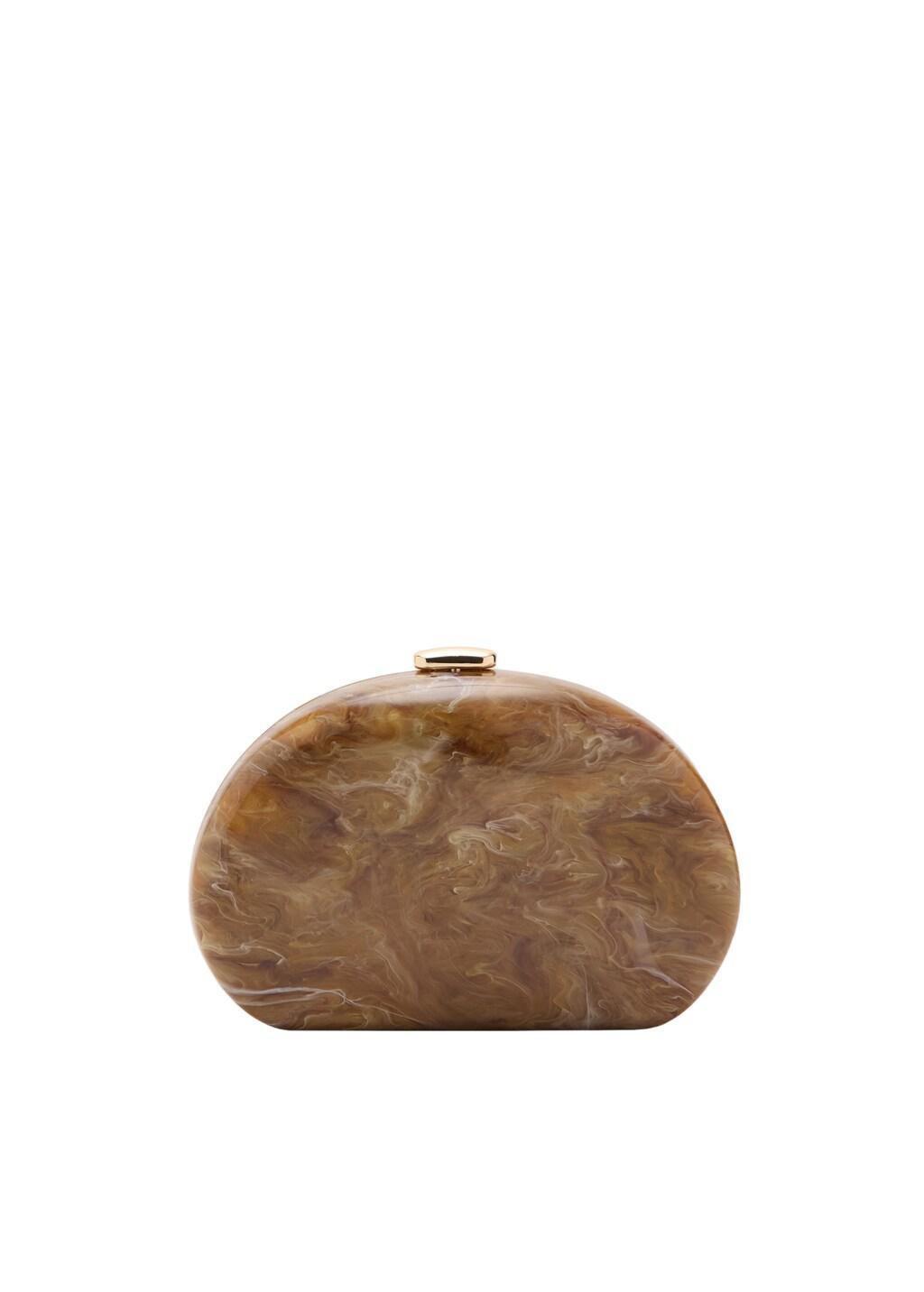 Brown Oval Clutch Bag, Dark Brown, large image number 2
