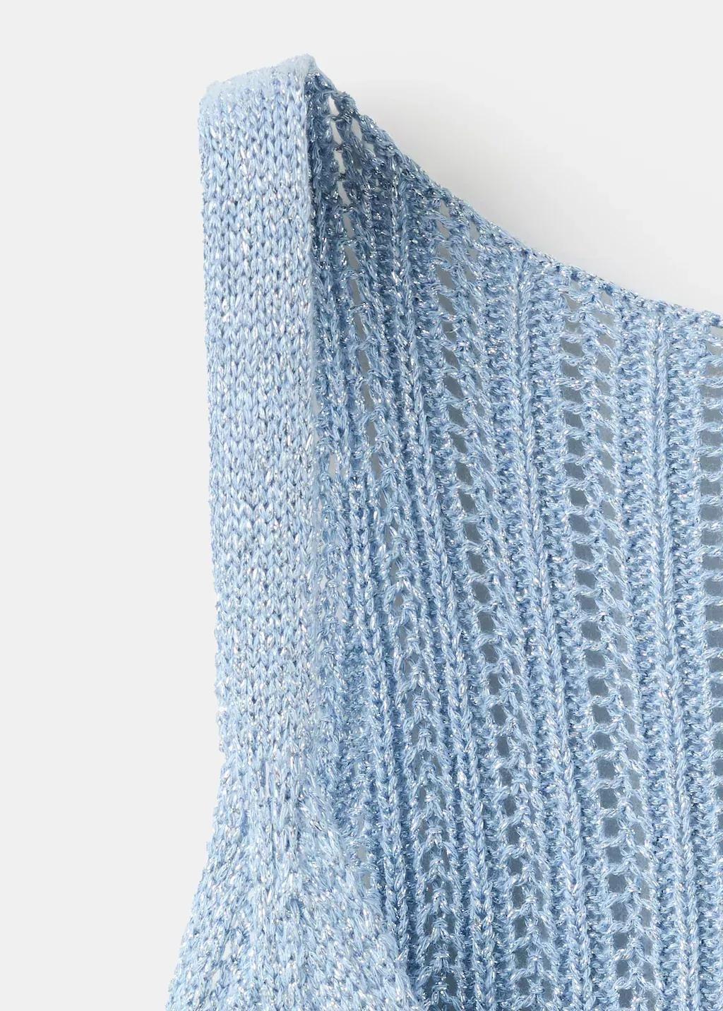 Blue Openwork Lurex Knit Top, Light-Pastel Blue, large image number 1