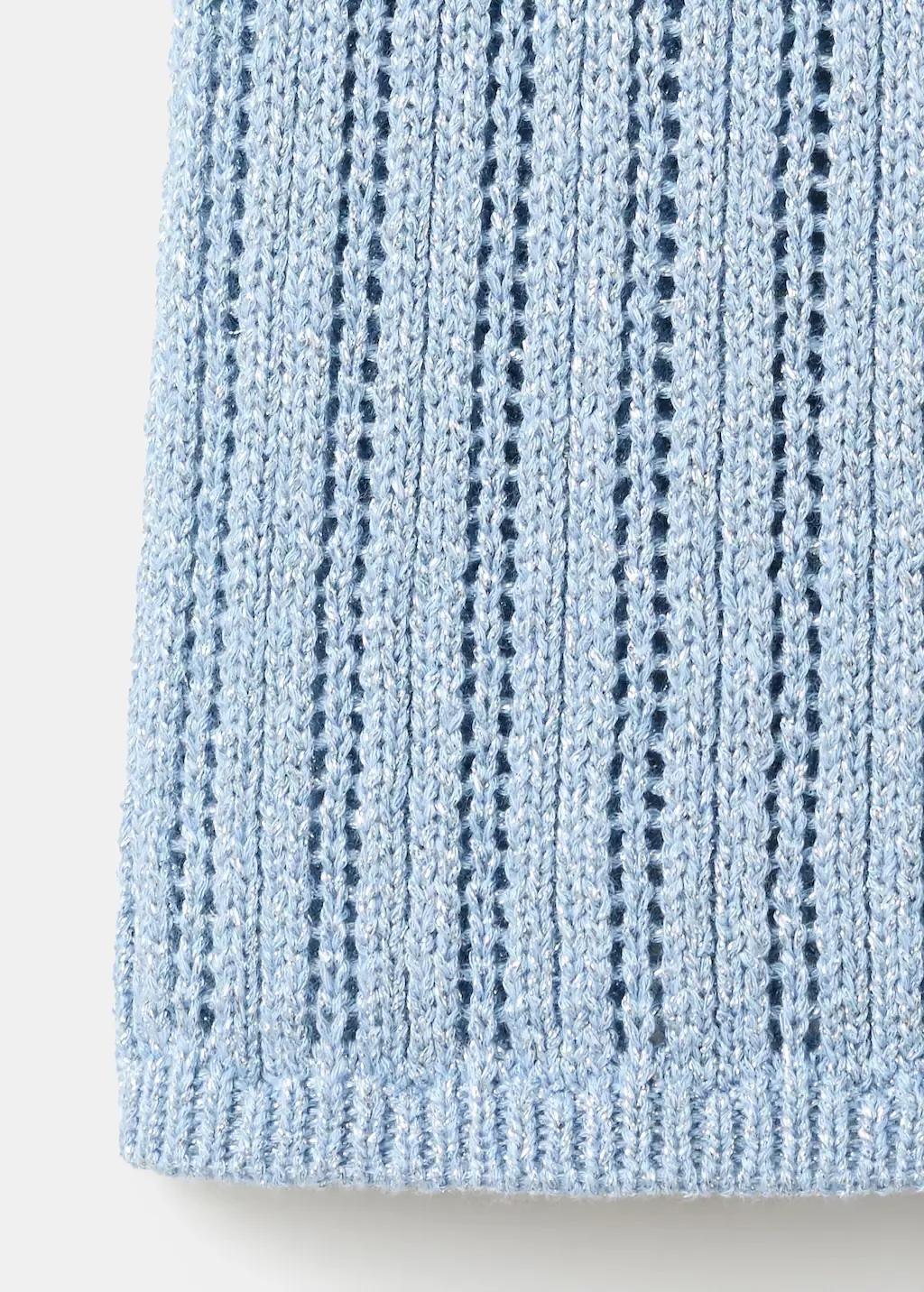Blue Openwork Lurex Knit Top, Light-Pastel Blue, large image number 5