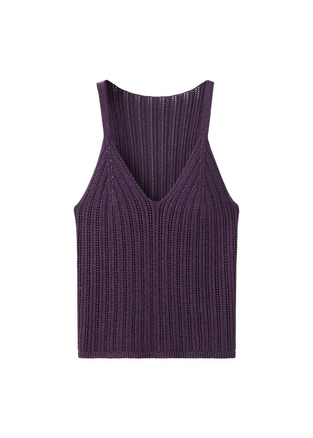 Purple Openwork Lurex Knit Top, Medium Purple, large image number 6