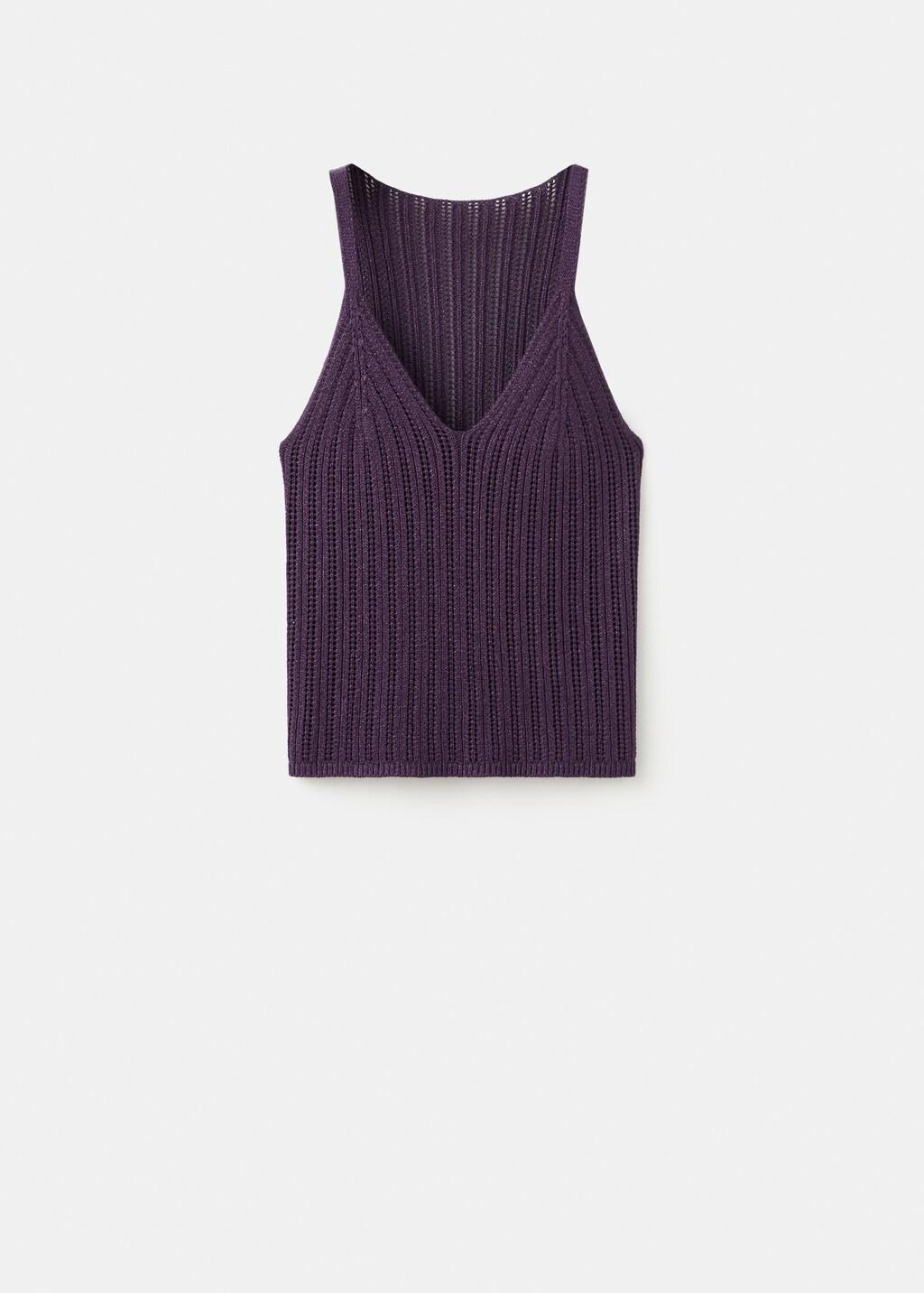 Purple Openwork Lurex Knit Top, Medium Purple, large image number 7